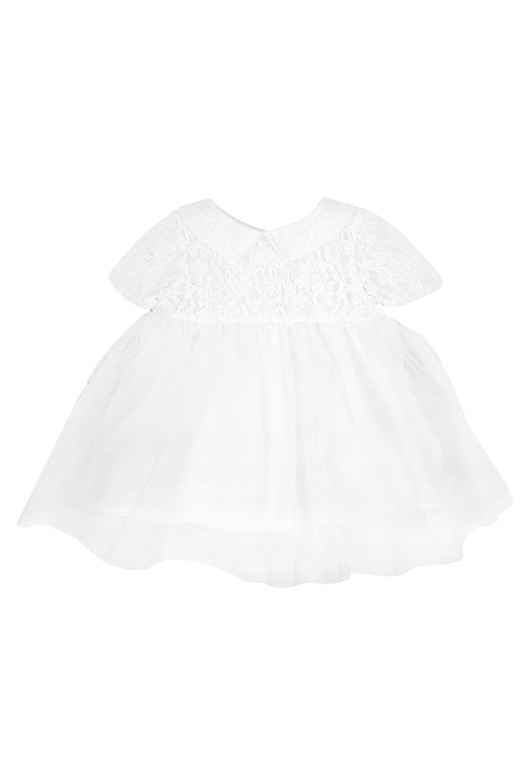 Image of Pakamera Elegancka sukienka ANETTE z tiulem krótki rękaw biała