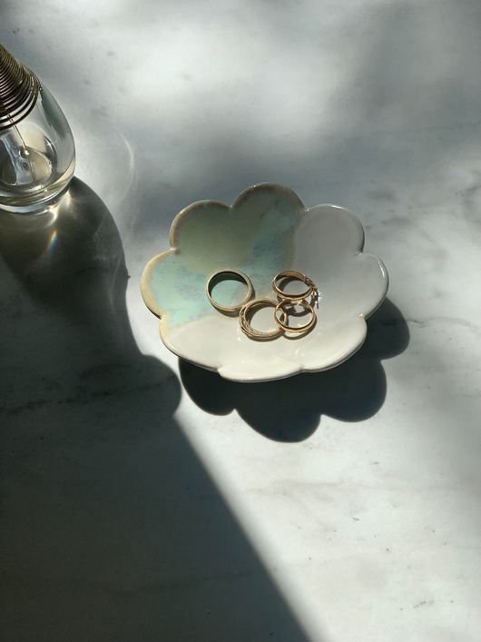 Image of Pakamera Ceramiczna Miseczka Kwiat na Drobiazgi Biżuterię Earth Tones
