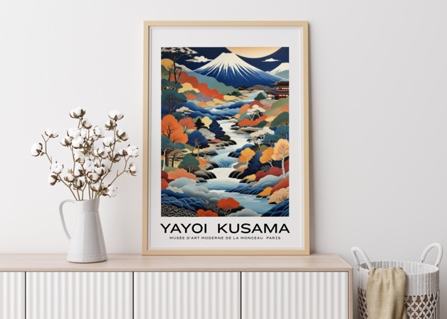 Image of Pakamera PLAKAT dekoracyjny Yayoi Kusama, góra Fuji ilustracja