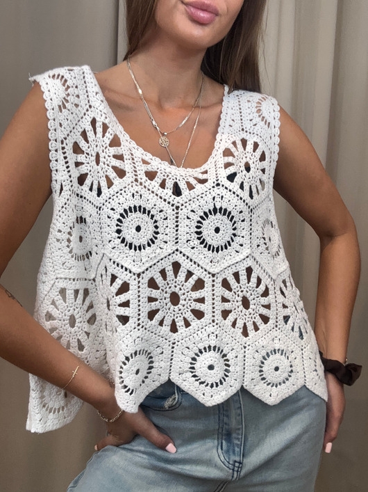 Image of Pakamera Ażurowy top Bianco