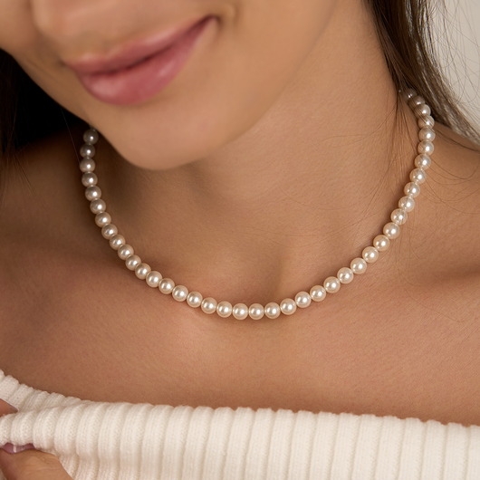 Image of Pakamera Choker naszyjnik perły- srebro 925