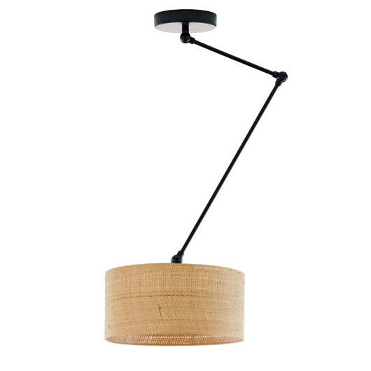 Image of Pakamera Regulowana lampa sufitowa nad stół w stylu boho NEWA BOHO kloszem z rattanu