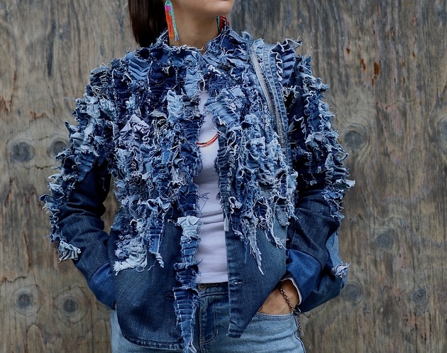 Image of Pakamera Kurtka jeansowa - upcycling