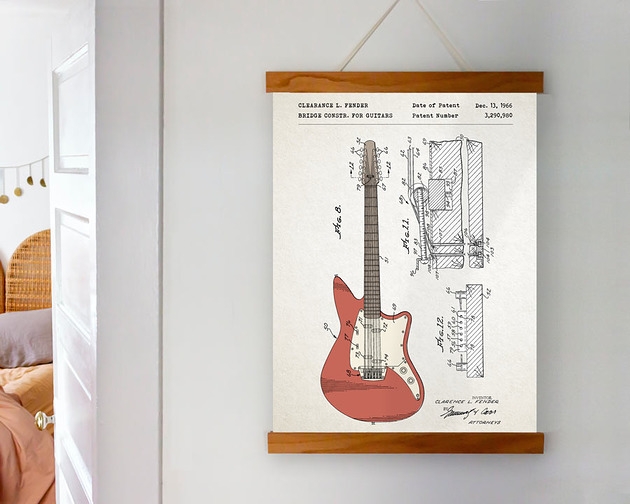 Image of Pakamera Gitara elektrycza Fender patent - plakat A3