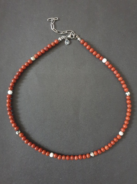 Image of Pakamera Naszyjnik choker ROOTS jaspis czerwony, jaspis dalmatyński, howlit