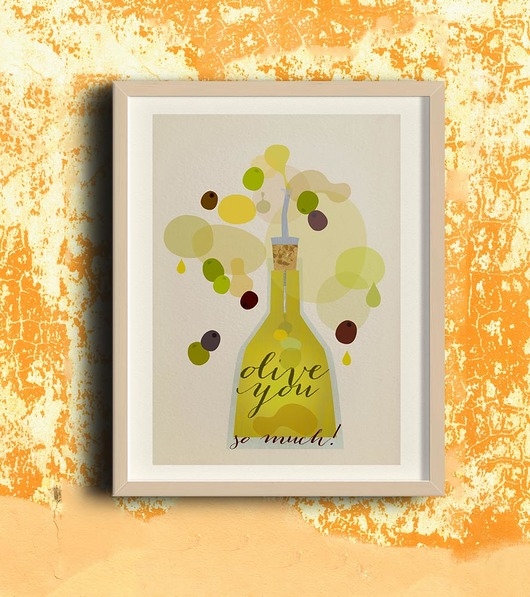 Image of Olive you so much - plakat kuchenny art giclee