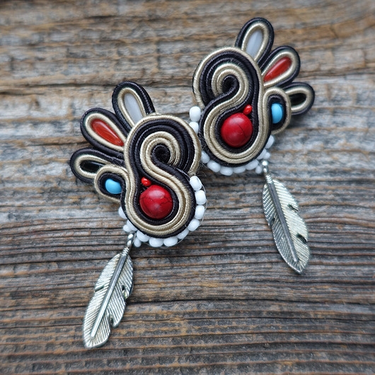 Image of Navajo- etniczne kolczyki soutache