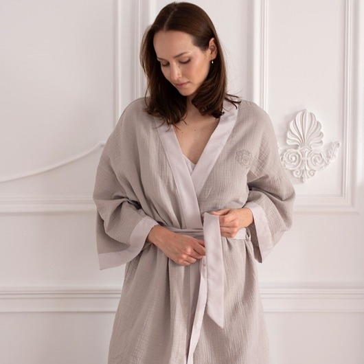Image of Pakamera Muślinowe kimono beżowe