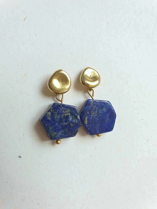 Image of Pakamera Kolczyki z lapis lazuli geometryczne