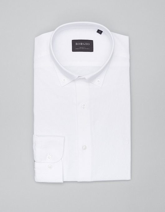 Image of Koszula męska oleggio 00468 długi rękaw biały slim fit
