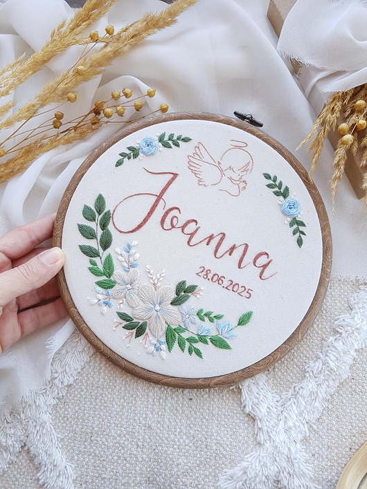 Image of Pakamera Haftowany tamborek PAMIĄTKA CHRZTU ŚWIĘTEGO prezent na chrzest