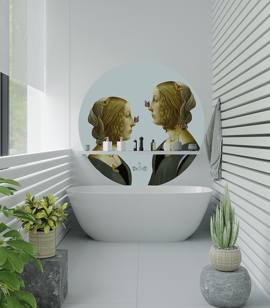 Image of Pakamera Mural DOTS Kobiety z motylami- okrągła dekoracja ścienna