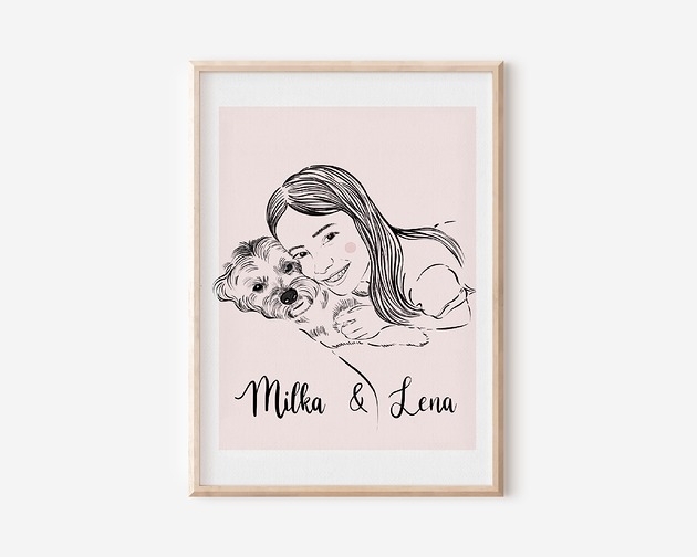 Image of Pakamera PORTRET Z PUPILEM - plakat personalizowany