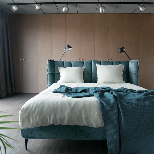 Image of Skandynawska narzuta na łóżko lniany wafel