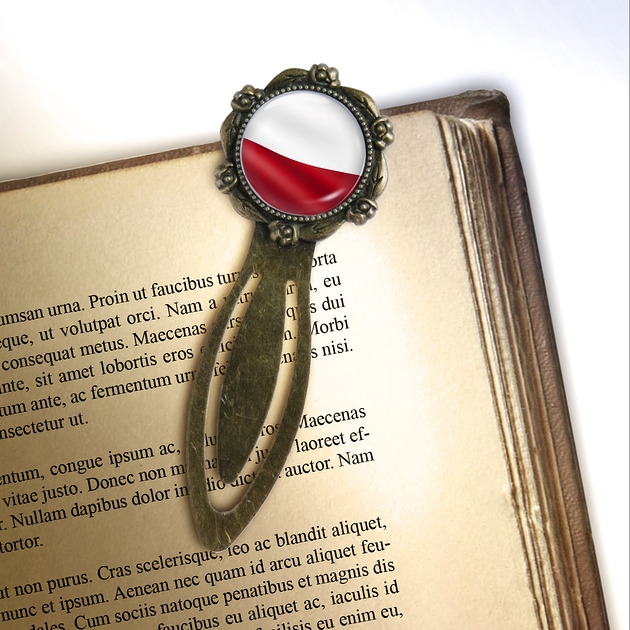 Image of Pakamera Zakładka do książki - Polska flaga - klips, brąz