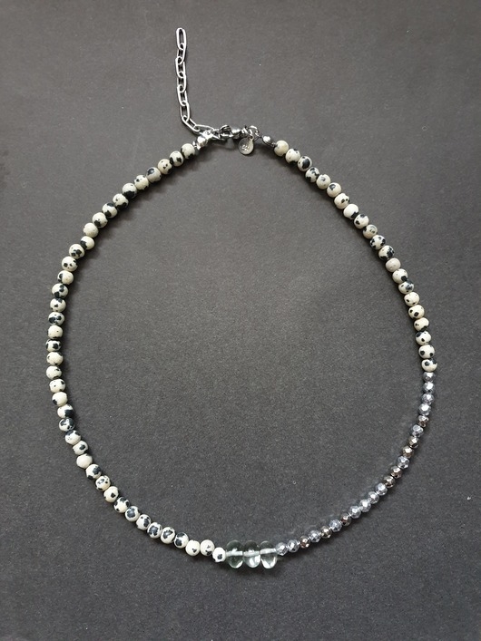 Image of Pakamera Naszyjnik choker ROOTS jaspis dalmatyński, prasiolit, hematyt