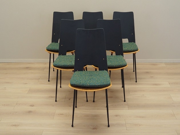 Image of Pakamera Komplet sześciu krzeseł, lata 50, Carlo Ratti, Legni Curva