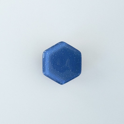 Image of Pakamera Niebieska gałka do mebli sześciokątna, szklana Hexagon - indygo