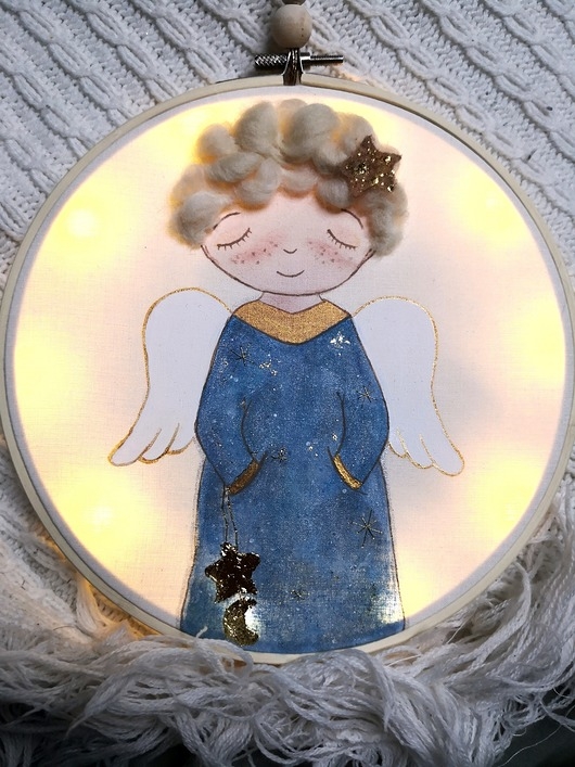 Image of anioł stróż podświetlany obrazek, pamiątka chrztu i komunii