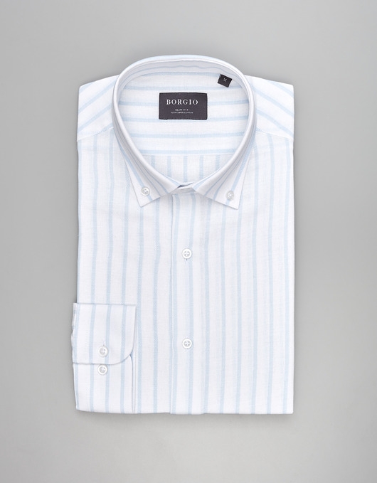 Image of Pakamera Koszula w paski passa 00544 długi rękaw biały slim fit