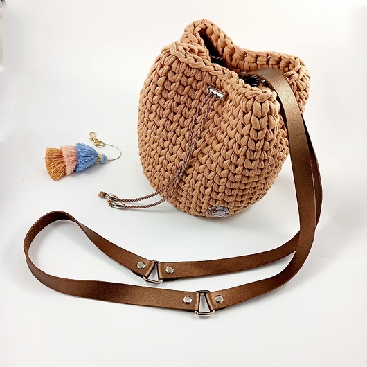 Image of Pakamera Torebka Crafbags typu worek - karmelowa