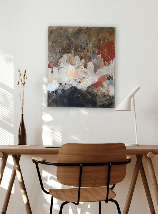 Image of Pakamera Structural shadows 50x60 cm, obraz na płótnie, pigmenty ziemne, akryl