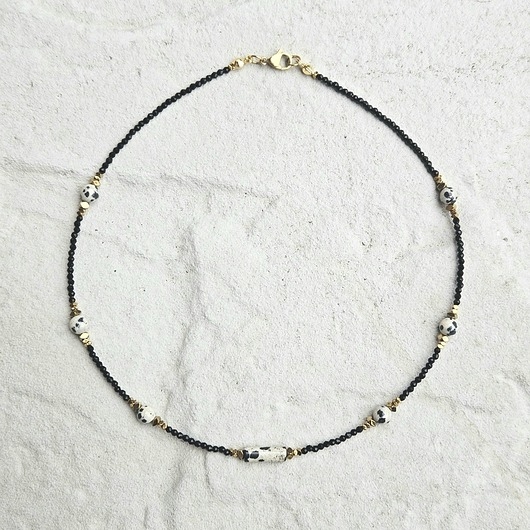 Image of Pakamera Naszyjnik N24 Spinel, jaspis dalmatyński