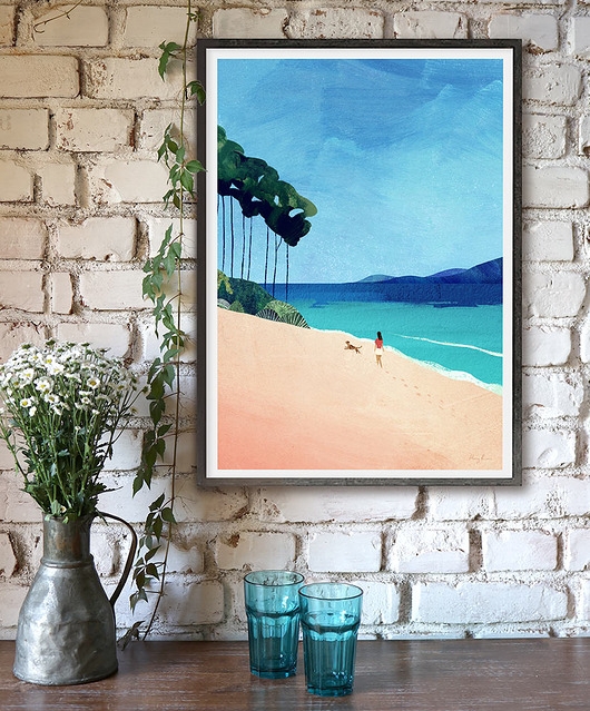 Image of Pakamera Złota plaża - spacer nad oceanem - plakat 50x70 cm