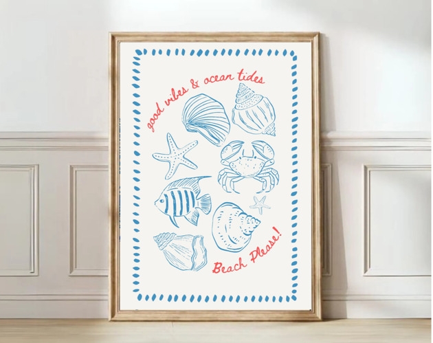 Image of Pakamera PLAKAT grafika ilustracja nadmorska marine plaża