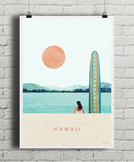 Image of Hawaje - surfing - plakat fine art