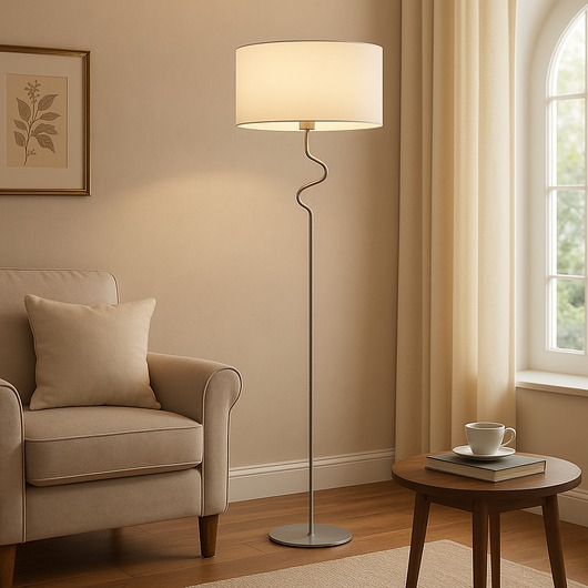 Image of Pakamera Elegancka lampa stojąca do salonu MORONI z abażurem 40 cm