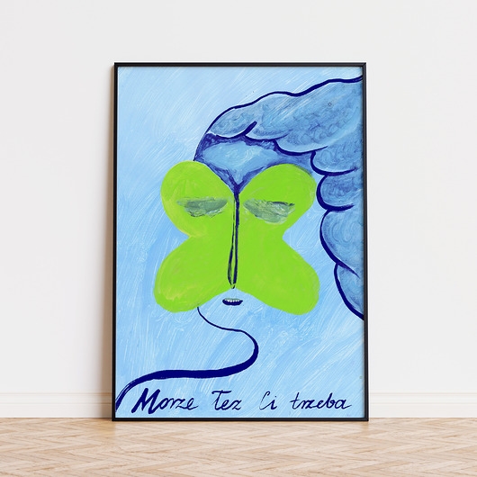 Image of Pakamera Plakat MORZE Łez Ci Trzeba afirmacja woda spokój dziewczyna niebieska motyl