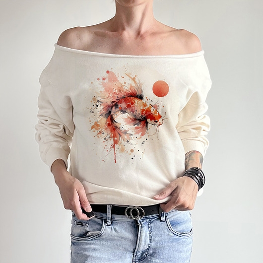 Image of Koi pomarańczowy waniliowa bluza cięta