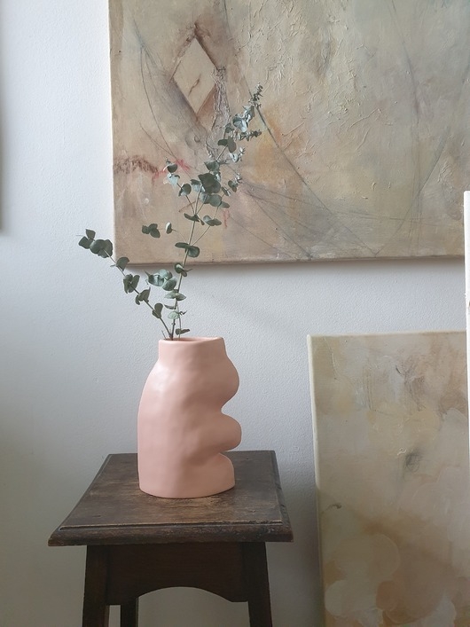 Image of Wazon rzeźba Fluxo różowy duży ceramika wys 20 cm