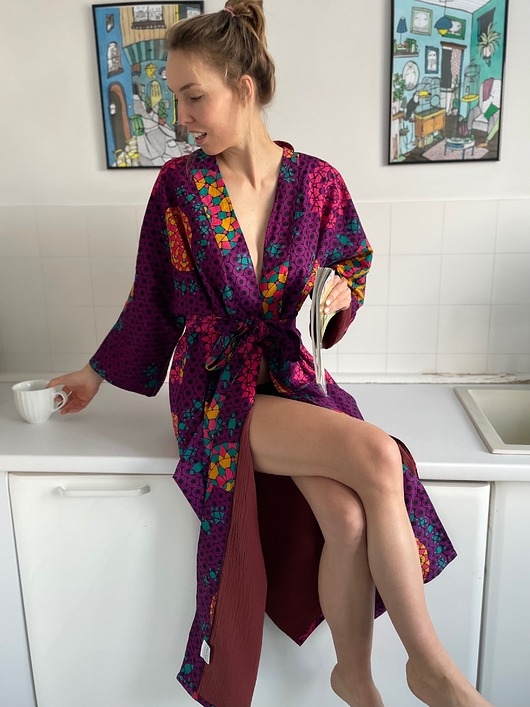 Image of Pakamera Ocieplane kimono w mandale
