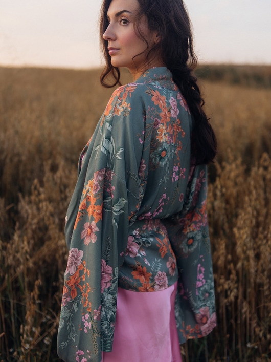 Image of Pakamera Kimono Bloom turkus SHORT