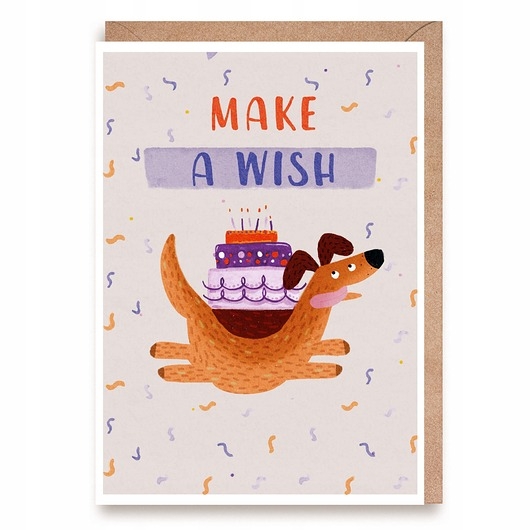 Image of Pakamera Kartka urodzinowa z pieskiem - Make a wish