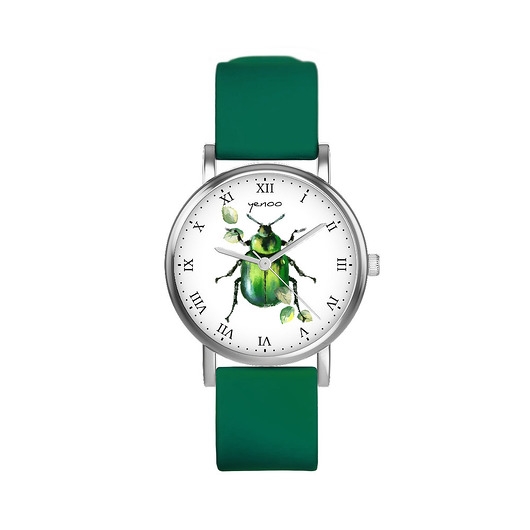 Image of Zegarek mały - Zielony żuczek - silikonowy, zielony
