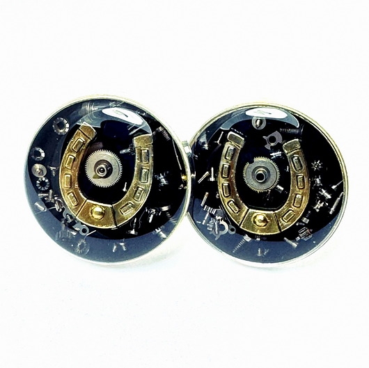 Image of Pakamera SPINKI - Podkowa (Black) - Spinki do mankietów