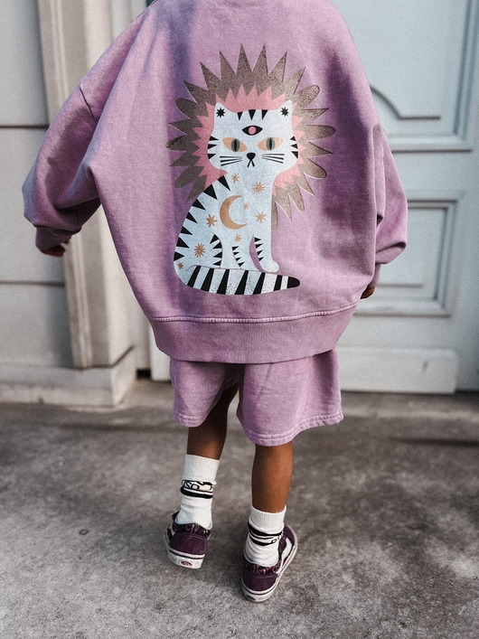 Image of Pakamera Bluza oversize Kitty Stars vintage lilac
