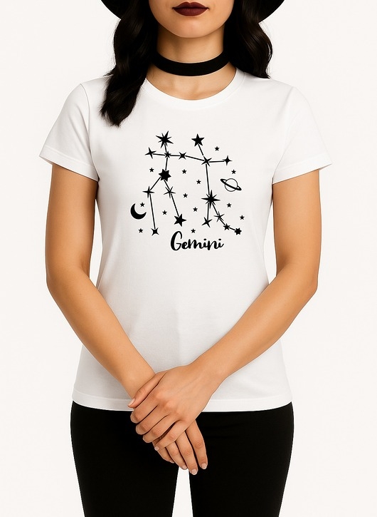 Image of Pakamera Koszulka T-shirt ze znakiem zodiaku BLIŹNIĘTA/ Folia Flex