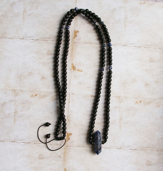Image of Pakamera UNIKAT: lapis lazuli, onyks - naszyjnik męski / unisex