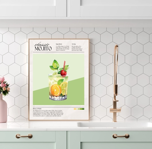 Image of Pakamera PLAKAT mojito koktajl drink grafika ilustracja do kuchni