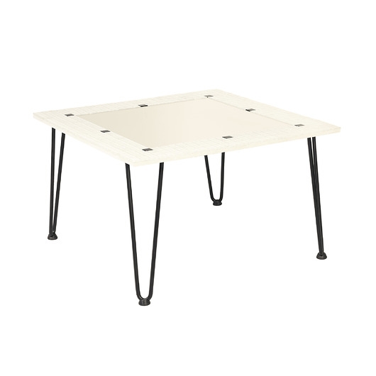 Image of Biały stolik kawowy z lustrem, stolik kwadratowy, metalowy, glamour, do salonu