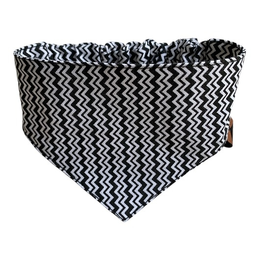 Image of Pakamera Bandana dla psa na gumce rozmiar Czarno-biały zygzak