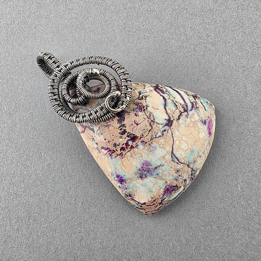 Image of Pakamera Mosa - jaspis w oksydowanym srebrze, wire wrapping