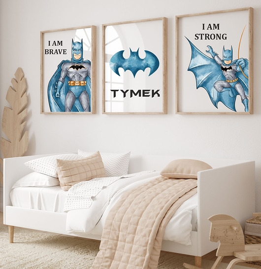 Image of Zestaw 3 plakatów Batman, metryczka, imię dziecka Wzory