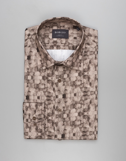 Image of Pakamera Koszula calimera 00540 długi rękaw beżowy slim fit