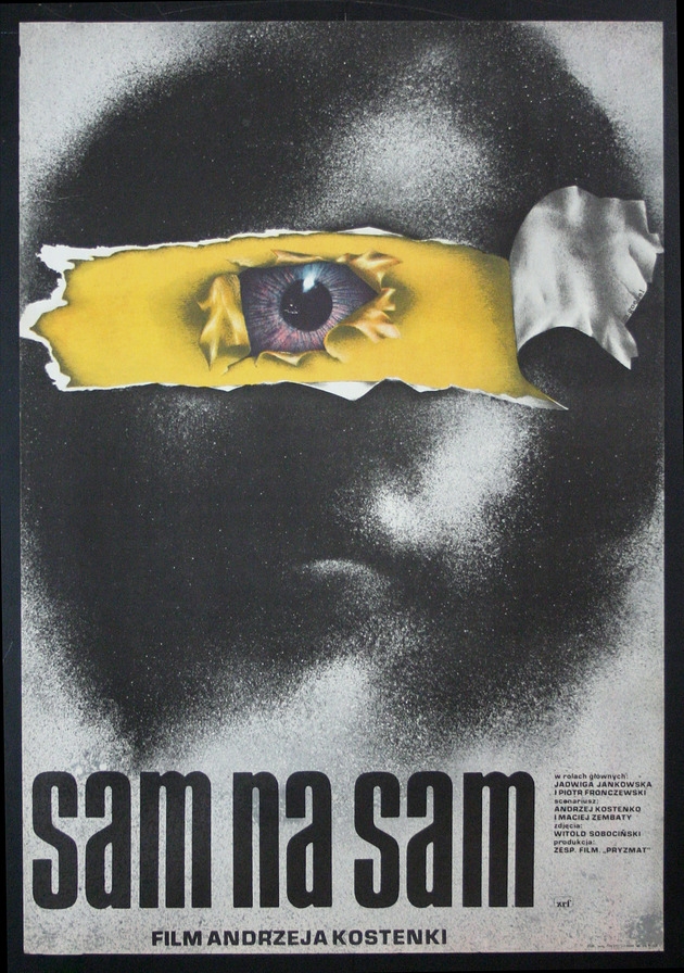 Image of Polski plakat do filmu SAM NA SAM, aut. Marek Goebel, 1977 r