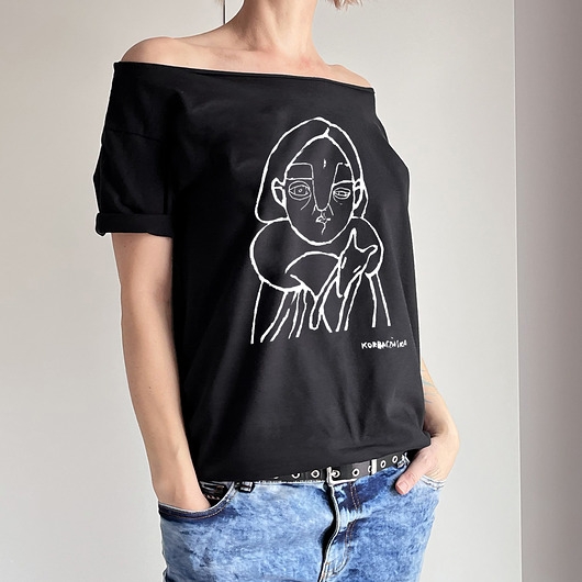 Image of Pakamera Fox Love Black Whiite Czarny oversize